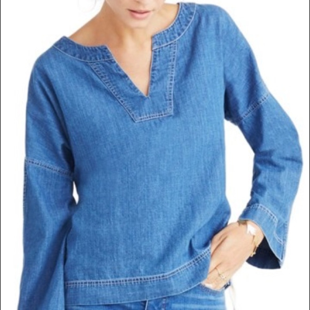 Madewell Lace-Up Denim Top